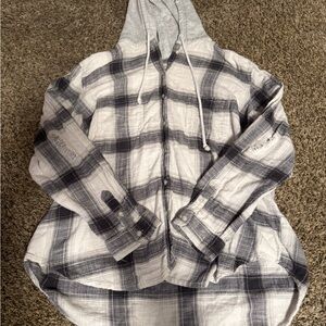 American Eagle Outfitters Gray and Black Plaid Shirt